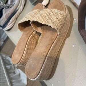 Women's Tan Espadrille Wedge Sandals